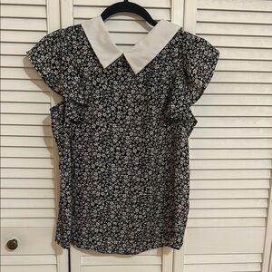 Monteau Black and White Floral Blouse
